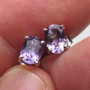 *925 Sterling Silver Genuine Amethyst Earring Studs